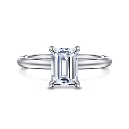14K White Gold Emerald Cut Diamond Engagement Ring