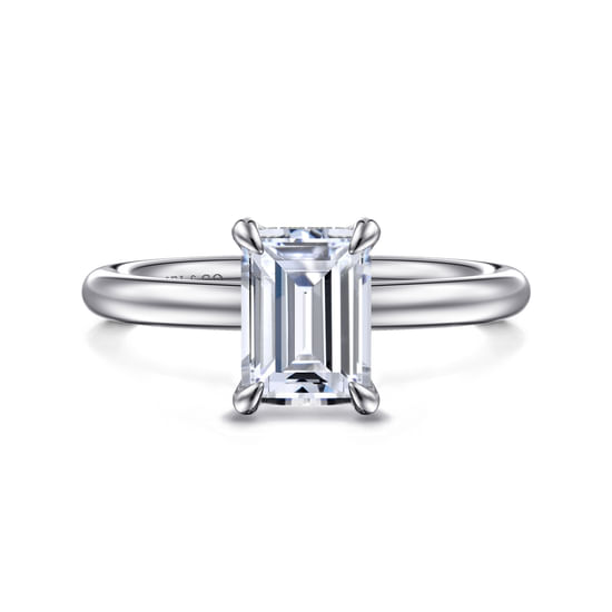Gabriel - 14K White Gold Emerald Cut Diamond Engagement Ring