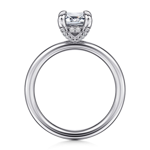 14K White Gold Emerald Cut Diamond Engagement Ring