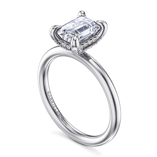 14K White Gold Emerald Cut Diamond Engagement Ring