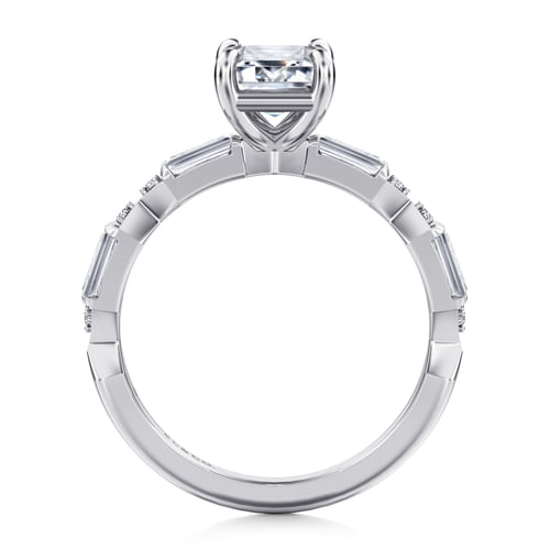 14K White Gold Emerald Cut Diamond Engagement Ring