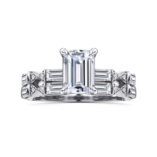 14K White Gold Emerald Cut Diamond Engagement Ring