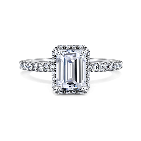 Gabriel - 14K White Gold Emerald Cut Diamond Engagement Ring