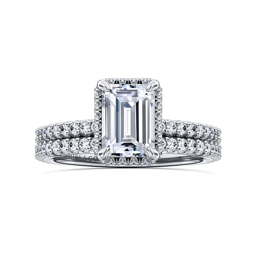 14K White Gold Emerald Cut Diamond Engagement Ring