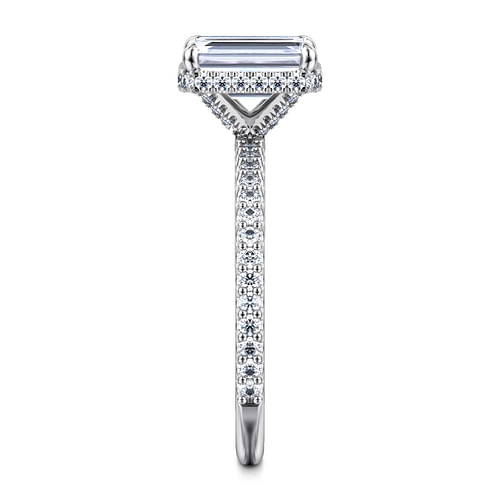 14K White Gold Emerald Cut Diamond Engagement Ring
