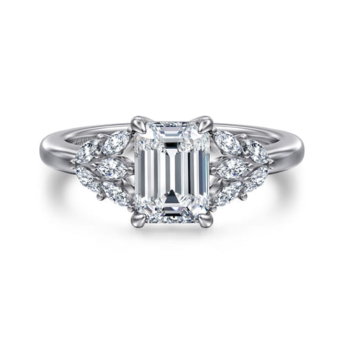 14K White Gold Emerald Cut Diamond Engagement Ring