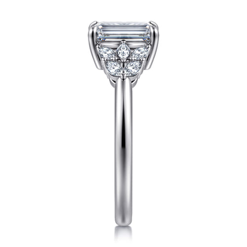 14K White Gold Emerald Cut Diamond Engagement Ring