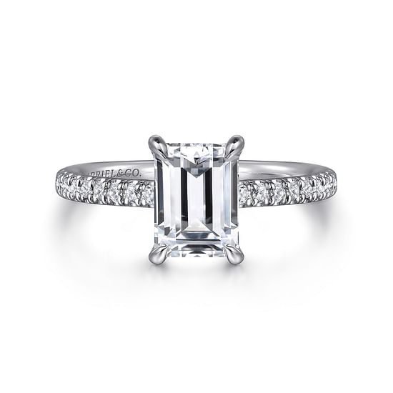 Gabriel - 14K White Gold Emerald Cut Diamond Engagement Ring