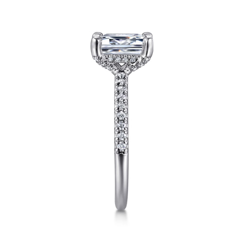 14K White Gold Emerald Cut Diamond Engagement Ring