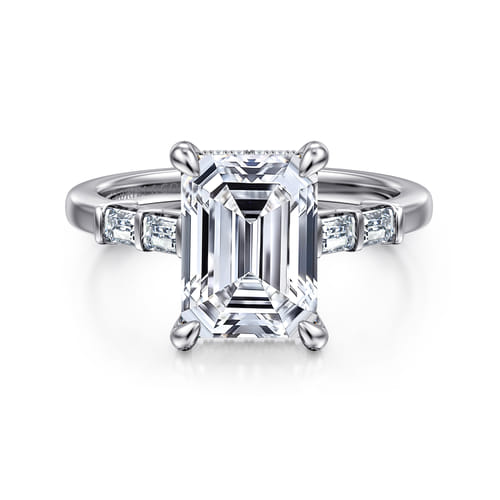 14K White Gold Emerald Cut Diamond Engagement Ring 14K White Gold Emerald Cut Diamond Engagement Ring