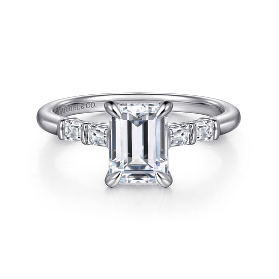 Gabriel - 14K White Gold Emerald Cut Diamond Engagement Ring