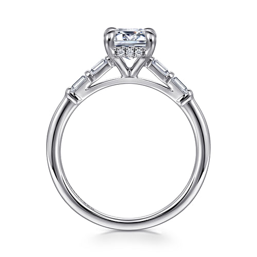 14K White Gold Emerald Cut Diamond Engagement Ring