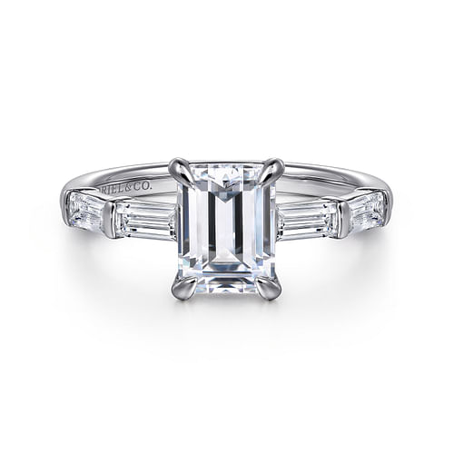 14K White Gold Emerald Cut Diamond Engagement Ring