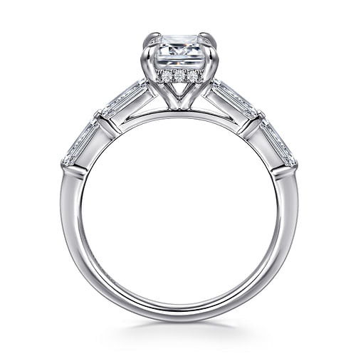 14K White Gold Emerald Cut Diamond Engagement Ring