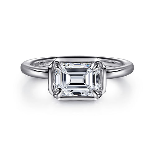 14K White Gold Emerald Cut Diamond Engagement Ring