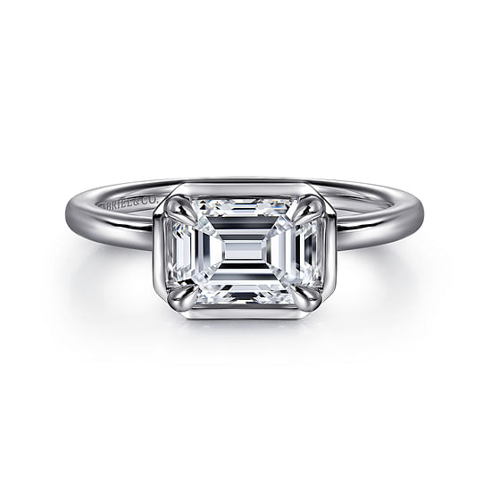 Gabriel - 14K White Gold Emerald Cut Diamond Engagement Ring