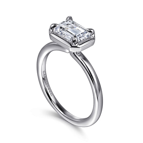 14K White Gold Emerald Cut Diamond Engagement Ring