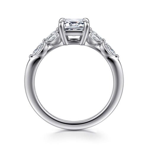 14K White Gold Emerald Cut Diamond Engagement Ring