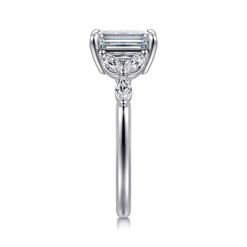 14K White Gold Emerald Cut Diamond Engagement Ring