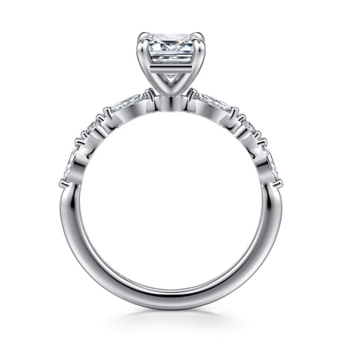 14K White Gold Emerald Cut Diamond Engagement Ring