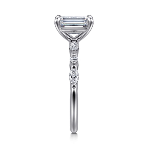 14K White Gold Emerald Cut Diamond Engagement Ring