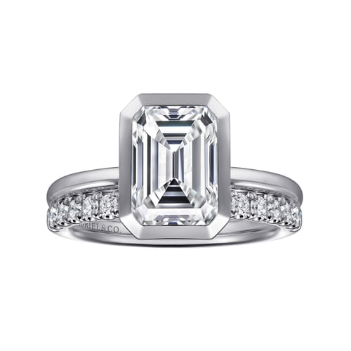 14K White Gold Emerald Cut Diamond Engagement Ring