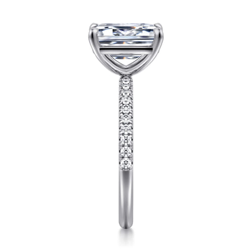 14K White Gold Emerald Cut Diamond Engagement Ring