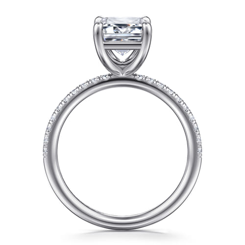 14K White Gold Emerald Cut Diamond Engagement Ring