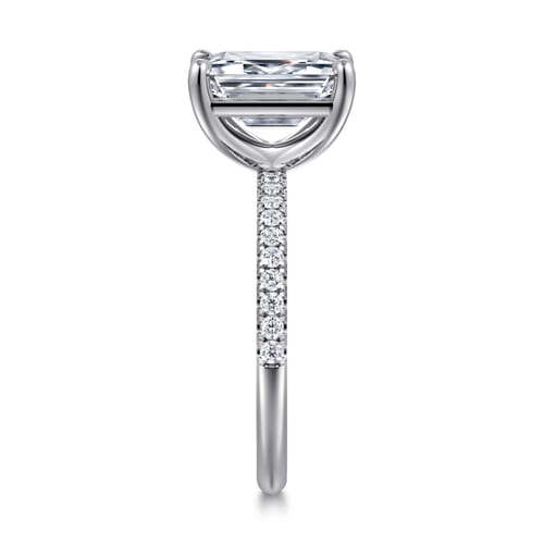 14K White Gold Emerald Cut Diamond Engagement Ring