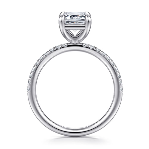 14K White Gold Emerald Cut Diamond Engagement Ring