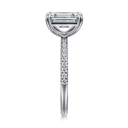 14K White Gold Emerald Cut Diamond Engagement Ring
