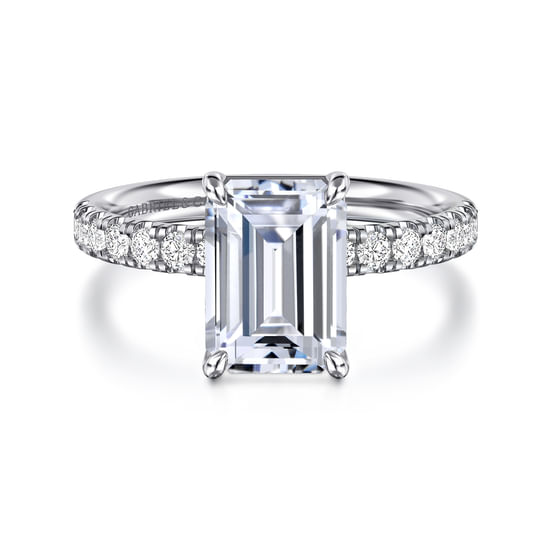 Gabriel - 14K White Gold Emerald Cut Diamond Engagement Ring