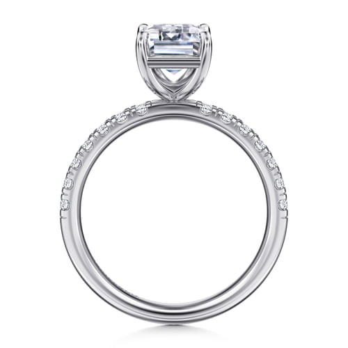 14K White Gold Emerald Cut Diamond Engagement Ring