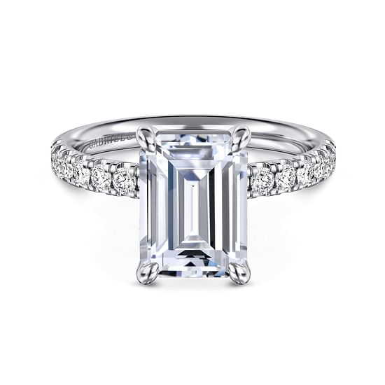 Gabriel - 14K White Gold Emerald Cut Diamond Engagement Ring