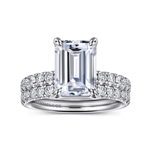 14K White Gold Emerald Cut Diamond Engagement Ring