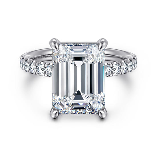 Gabriel - 14K White Gold Emerald Cut Diamond Engagement Ring