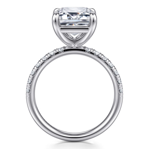 14K White Gold Emerald Cut Diamond Engagement Ring