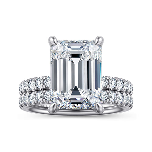 14K White Gold Emerald Cut Diamond Engagement Ring