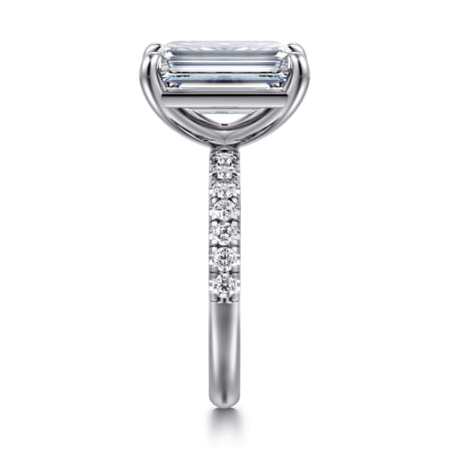 14K White Gold Emerald Cut Diamond Engagement Ring