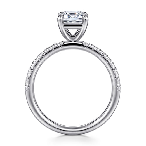 14K White Gold Emerald Cut Diamond Engagement Ring