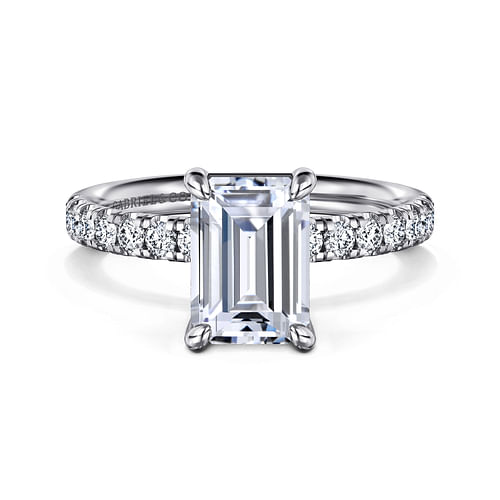 14K White Gold Emerald Cut Diamond Engagement Ring