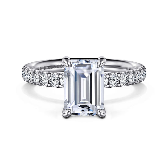 Gabriel - 14K White Gold Emerald Cut Diamond Engagement Ring