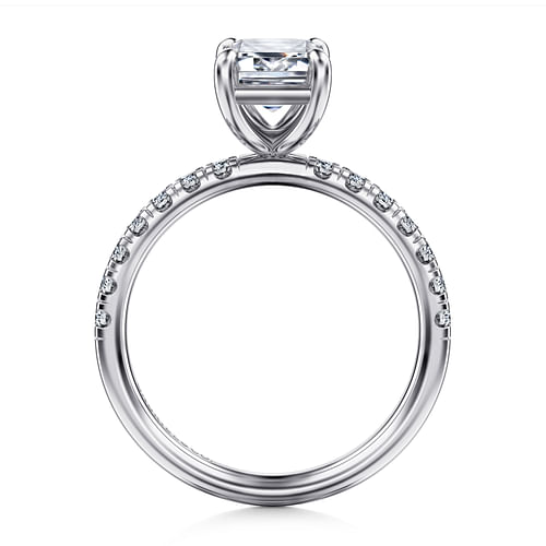 14K White Gold Emerald Cut Diamond Engagement Ring