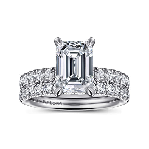 14K White Gold Emerald Cut Diamond Engagement Ring