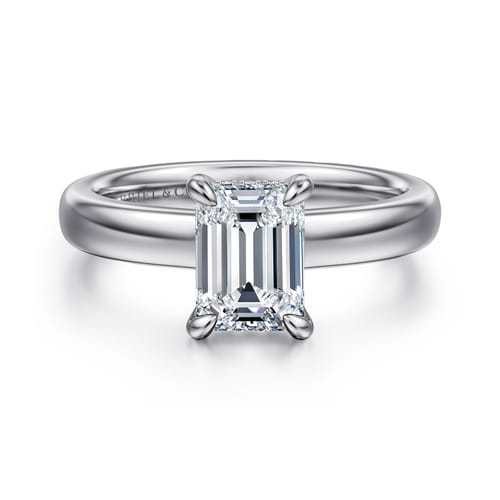 14K White Gold Emerald Cut Diamond Engagement Ring