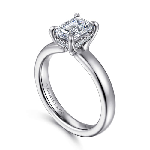 14K White Gold Emerald Cut Diamond Engagement Ring