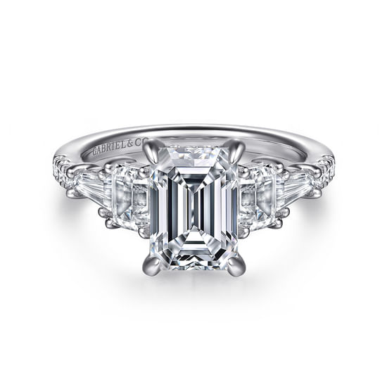 Gabriel - 14K White Gold Emerald Cut Diamond Engagement Ring