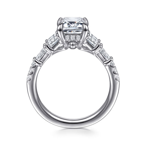 14K White Gold Emerald Cut Diamond Engagement Ring