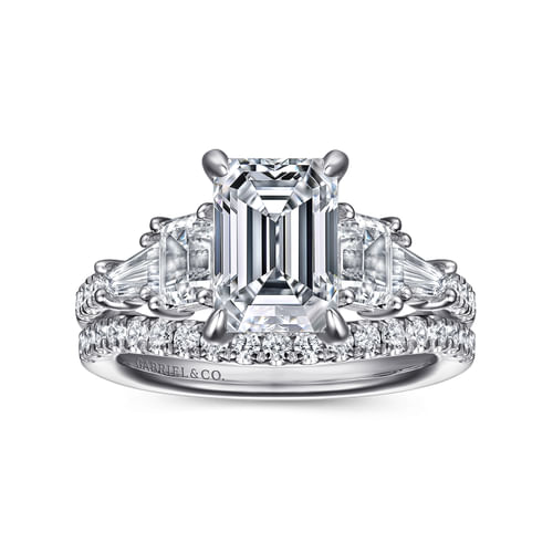 14K White Gold Emerald Cut Diamond Engagement Ring
