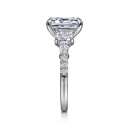 14K White Gold Emerald Cut Diamond Engagement Ring